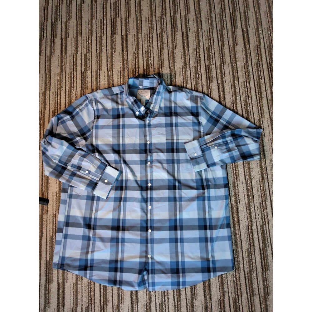 St Johns Bay Mens 2XLT Blue Plaid Classic Fit Long Sleeve Button Down Shirt